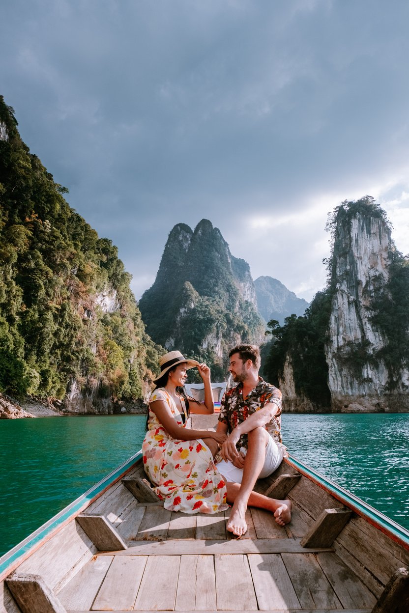 Khao Sok National park Thailand, couple on vacation at Khao Sok park Thailand, couple on vacation in Thailand